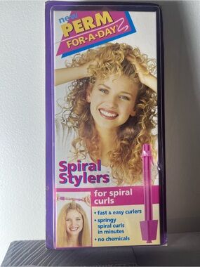 Vtg 1997 Perm For A Day Wave Large Curlers & Clip for Long Hair Complete Set